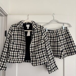 H&M Black & White Tweed Blazer Jacket (XS) & Shorts (US 2) - NEW WITH TAGS